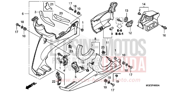 CAPOT INFERIEUR de VFR1200F DCT CANDY PROMINENCE RED (R342) 2010